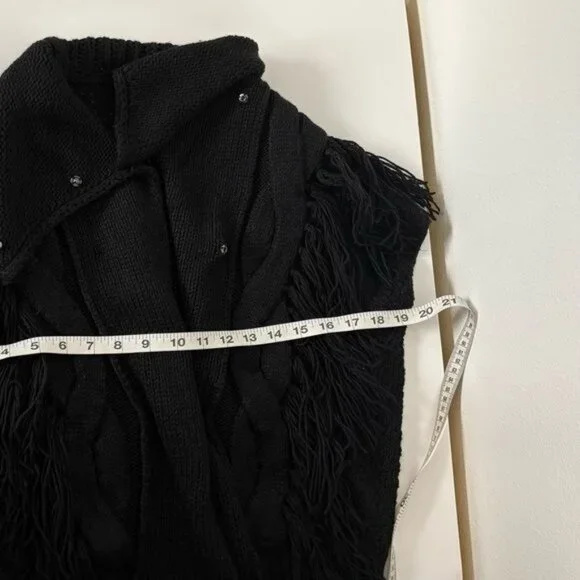 m.o.l  knits Vest Sweater Medium Fringe Open Weave Boho Gothic Festival Indie - Picture 5 of 12